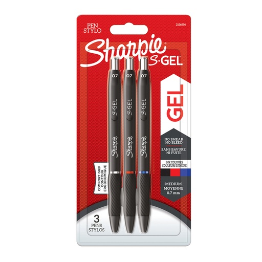 [1399005] Stylo gel Sharpie S-Gel Medium assorti blister 3 pièces