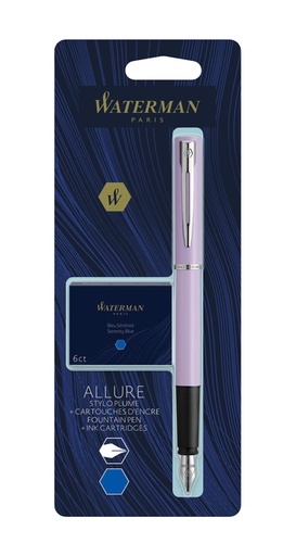 [1399008] Stylo plume Waterman Allure violet pastel F bleu + cartouches encre bleue