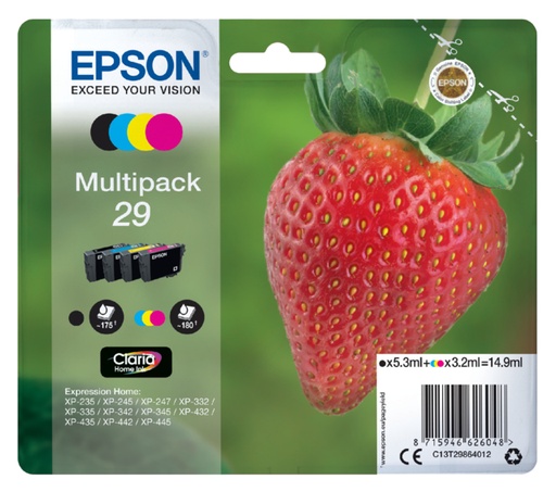 [402542] Inktcartridge Epson 29 T2986 zwart + 3 kleuren