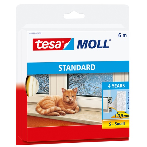 [1396989] Joint de calfeutrage tesamoll® Standard profil-I adhésif 6mx9mm blanc