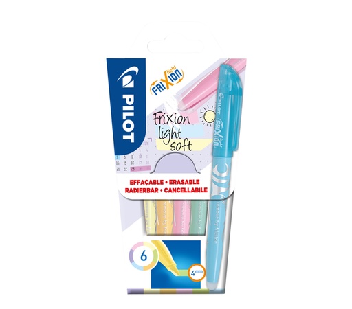 [1399018] Markeerstift PILOT friXion light soft pastel assorti set à 6 stuks