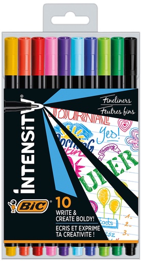 [1399087] Fineliner BIC Intensity Fin étui 10 couleurs