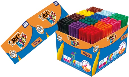 [1399091] Feutre couleurs BIC Kids Visa Fin assorti boîte scolaire 288 pièces