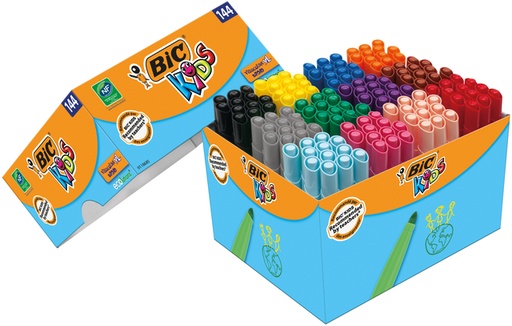 [1399092] Feutre couleurs BIC Kids ECOlutions Visa XL assorti boîte scolaire 144 pièces