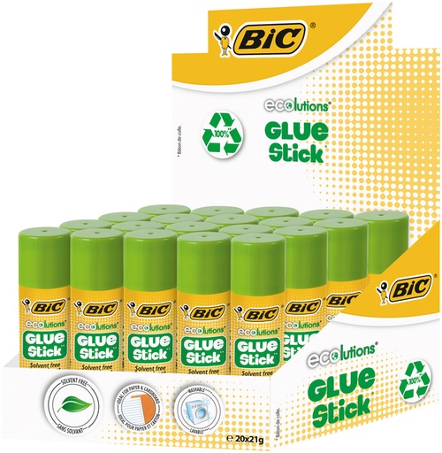 [1399118] Bâton de colle BIC ECOlutions 21g 12+8 gratuits