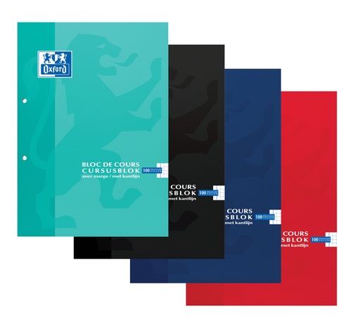 [1399727] Bloc de cours Oxford School A4 carreau 5x5mm 2 perf 200 pages 80g assorti