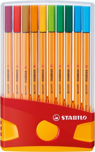 [1399722] Fineliner STABILO point 88 ColorParade rollerset geel/rood F ass 20st