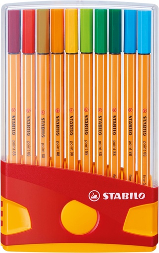 [1399722] Fineliner Stabilo Point 88 ColorParade jaune/rouge étui 20 couleurs