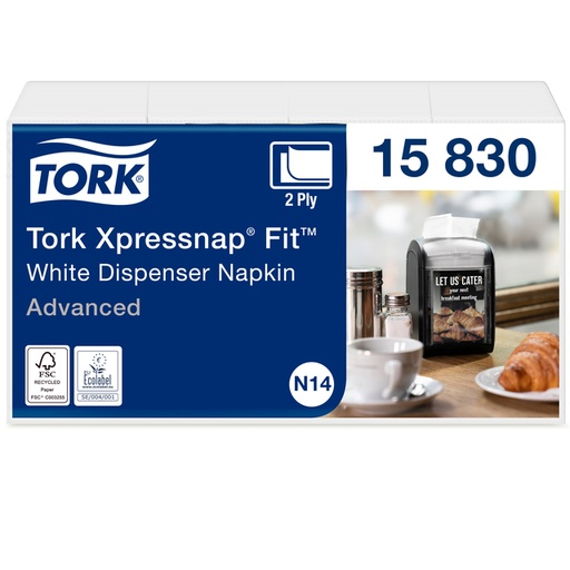 [1399751] Servet Tork N14 Xpressnap Fit Advanced multifold 2-laags 213x165mm 720 vel wit 15830
