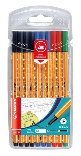[1388572] Fineliner STABILO point 88/10 Office fijn assorti etui à 10 stuks