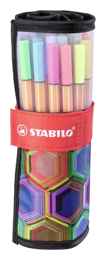 [1400392] Fineliner STABILO point 88/25 Arty Etui enroulé noir Fin étui 25 pièces assorti