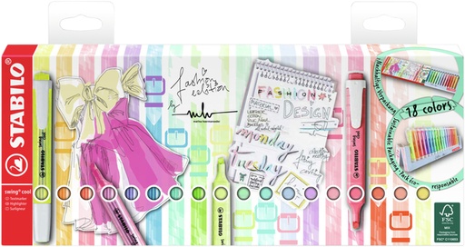 [1400389] Markeerstift STABILO Swing cool 275/18  assorti deskset à 18 stuks
