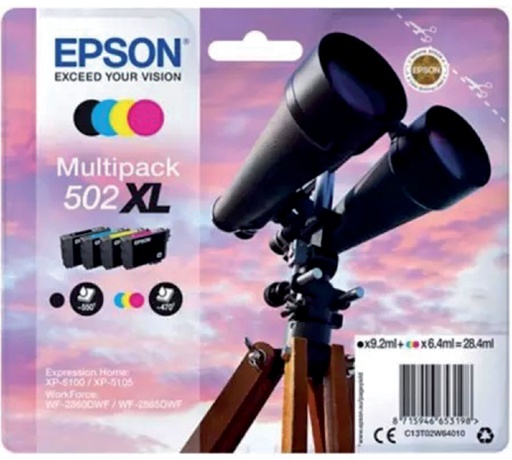 [402714] Cartouche d''encre Epson 502XL T02W6 noir + 3 couleurs