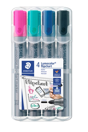 [1400404] Viltstift Staedtler 356 voor flipover rond 2mm set à 4 stuks assorti