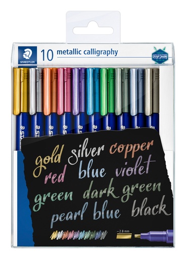 [1400408] Feutre de calligraphie Staedtler Metallic étui 10 couleurs assorti