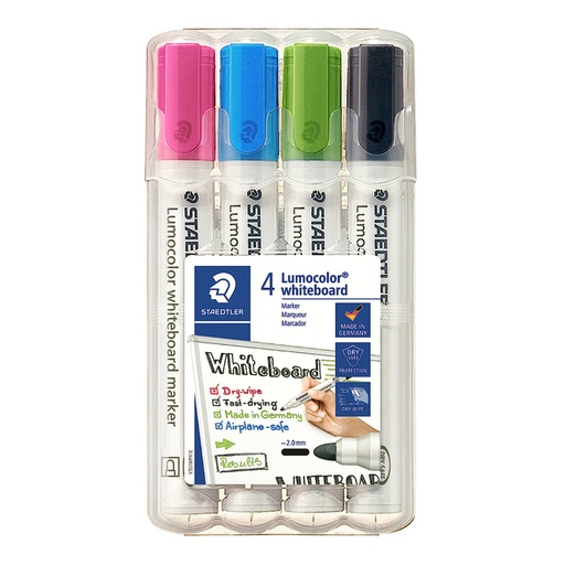 [1400407] Feutre tableau blanc Staedtler Lumocolor 351 assorti set 4 couleurs fun