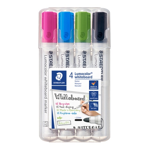 [1400407] Feutre tableau blanc Staedtler Lumocolor 351 assorti set 4 couleurs fun