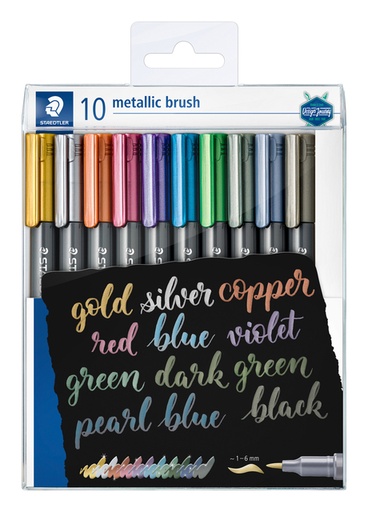 [1400405] Feutre pinceau Staedtler Metallic étui 10 couleurs