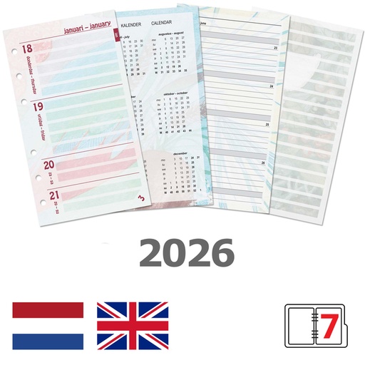 [1400376] Recharge agenda 2026 Kalpa Personal Fleurs 7 jours/2 pages