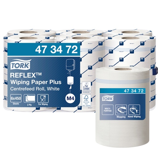 [1399854] Papier d'essuyage Tork M4 Reflex Plus Advanced 473472 2 épaisseurs 450 feuilles blanc