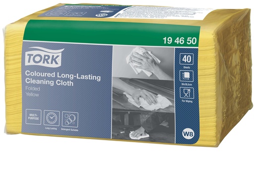 [1399855] Reiningingsdoek Tork Long Lasting W8 multifunctioneel 40 stuks geel 194650