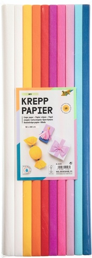 [1400523] Papier crépon Folia 50x200cm 10 rouleaux couleurs mélangées