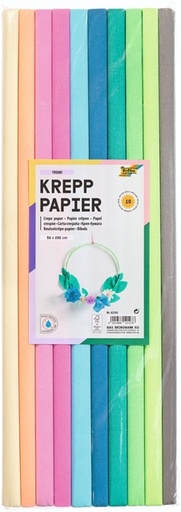 [1400524] Papier crépon Folia 200x50cm 10 rouleaux couleurs tendance