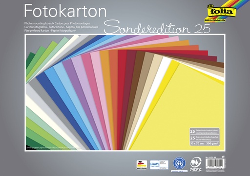 [1400515] Carton photo Folia 50x70cm 300g 25 feuilles assorti