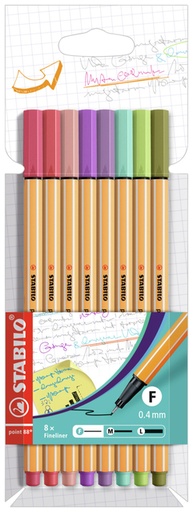 [1400830] Fineliner STABILO point 88 étui 8 couleurs