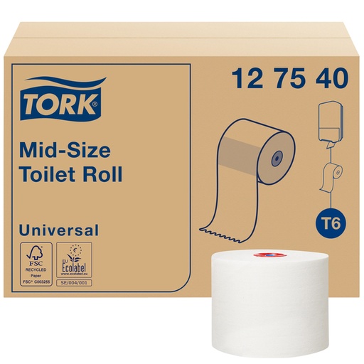 [1400898] Papier toilette Tork Mid-size T6 127540 Universal 1 épaisseur 135m blanc