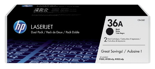 [411174] Cartouche toner HP CB436AD 36A noir 2x