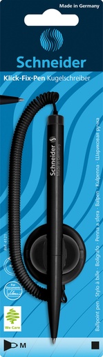 [1401615] Stylo bille de comptoir Schneider Klick-fix Medium noir blister 1 pièce