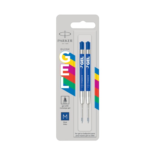 [1402073] Recharge encre gel Parker Quink Economic Medium bleu blister 2 pièces