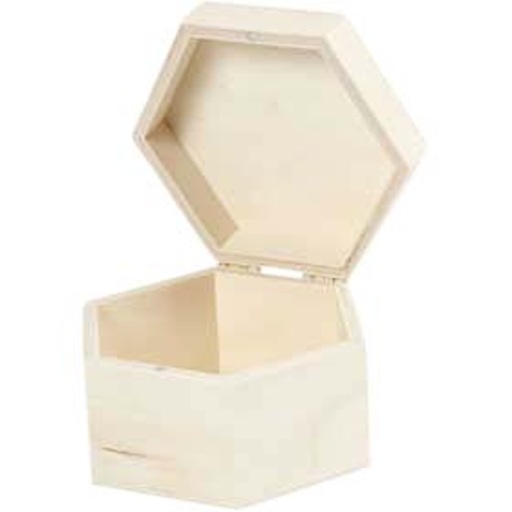 [1403767] Boîte hexagonale Creotime 12x7cm bois