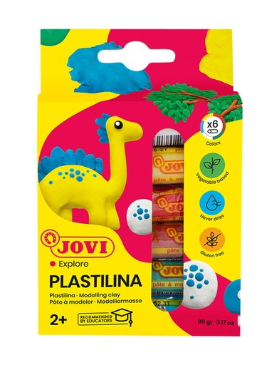 [1402078] Boetseerklei Jovi plastalina 15gr standaard kleuren assorti 6 stuks