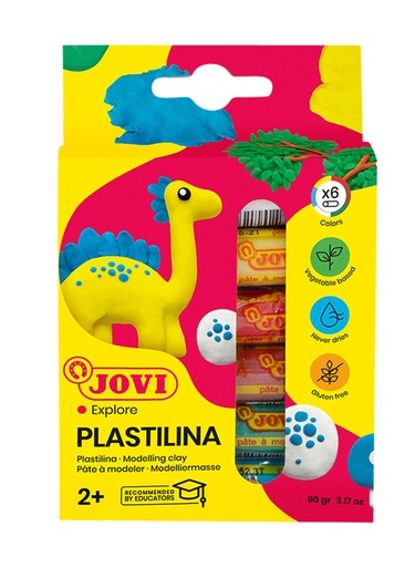 [1402078] Boetseerklei Jovi plastalina 15gr standaard kleuren assorti etui à 6 stuks