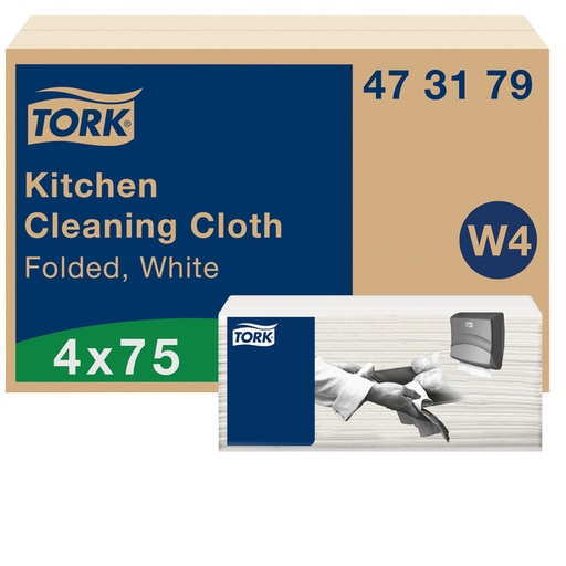 [1403734] Chiffon de nettoyage Tork Premium Kitchen Cleaning W4 473179 1 épaisseur 4x 75fls blanc