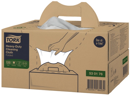 [1403732] Chiffon de nettoyage Tork Premium Heavy-Duty W7 530176 Handy Box 1 ép 120fls blanc