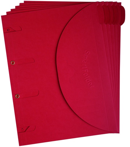 [1403841] Chemise perforée Smartfolder A4 rouge 6 pièces