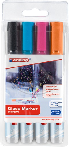 [1403457] Marqueur edding 95 verre ogive 1,5-3mm assorti inclus noir set 4 pièces