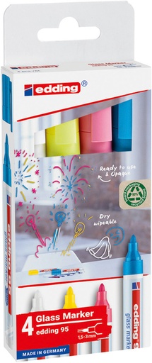 [1403458] Marqueur edding 95 verre ogive 1,5-3mm assorti inclus blanc assorti 4 pièces