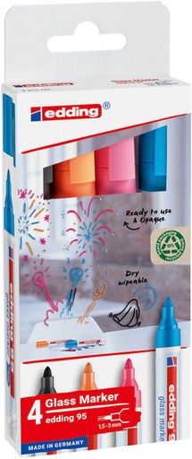 [1403458] Marqueur edding 95 verre ogive 1,5-3mm assorti inclus blanc assorti 4 pièces
