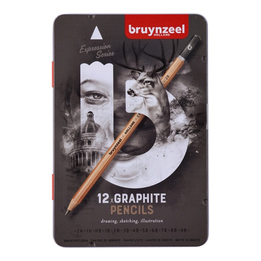 [784136] Crayon graphite Bruynzeel Expression set 12 duretés gris