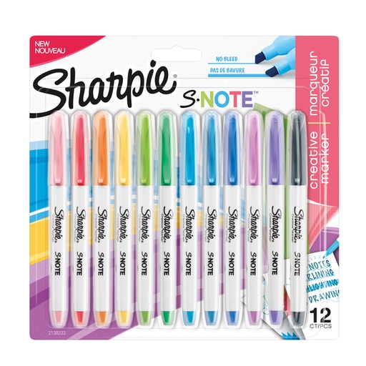 [1402230] Surligneur Sharpie S-note blister 12 couleurs