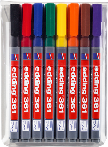[1404506] Marqueur tableau blanc edding 361 ogive 1mm assorti set 8 pièces