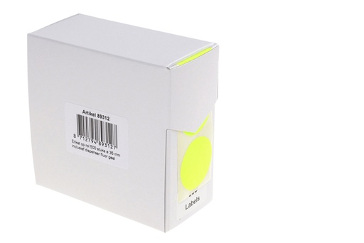 [1404538] Etiquette Rillprint 35mm rouleau de 500 pièces jaune fluo