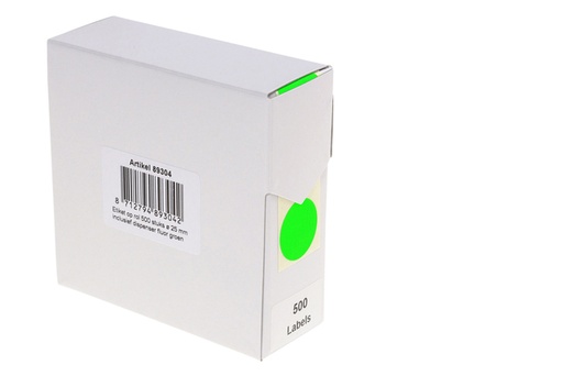 [1404540] Etiket Rillprint 25mm op rol fluor groen 500 stuks