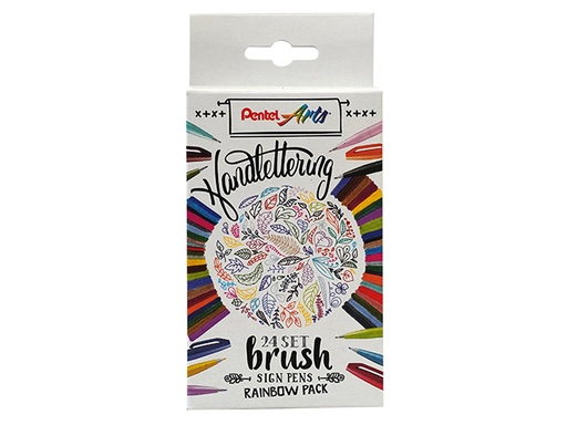 [1404673] Feutre pinceau Pentel Sign SES15C Rainbow assorti set 24 pièces