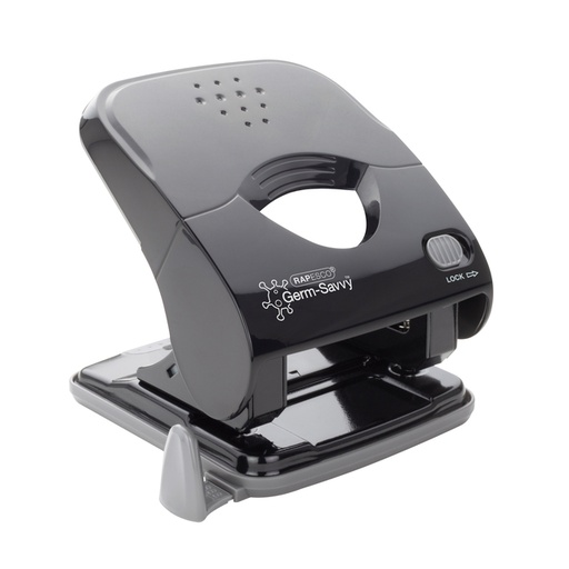 [1398715] Perforateur Rapesco Germ-Savvy Less Effort Eco X5-40ps Antibactérien 2 trous noir