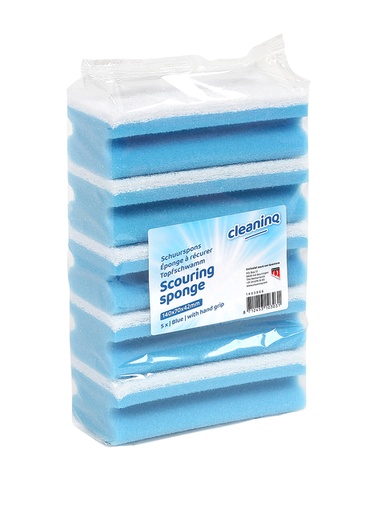 [1403866] Schuurspons Cleaninq met greep 140x70x42mm blauw/wit 5 stuks